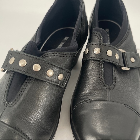 NWOB Romika Black Leather Slip On Heels Size 7/7.5 - Picture 4 of 8